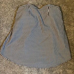 Black and white gingham strapless top